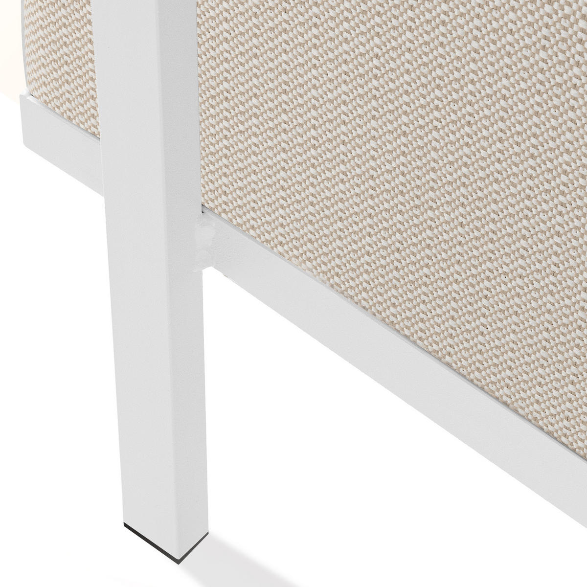 GARTENLOUNGE-HOCKER TRIGLO auf Metallfüßen, Modern, Weiß - Beige/Weiß, Textil/Metall (69/44/54cm) - KONSIMO®