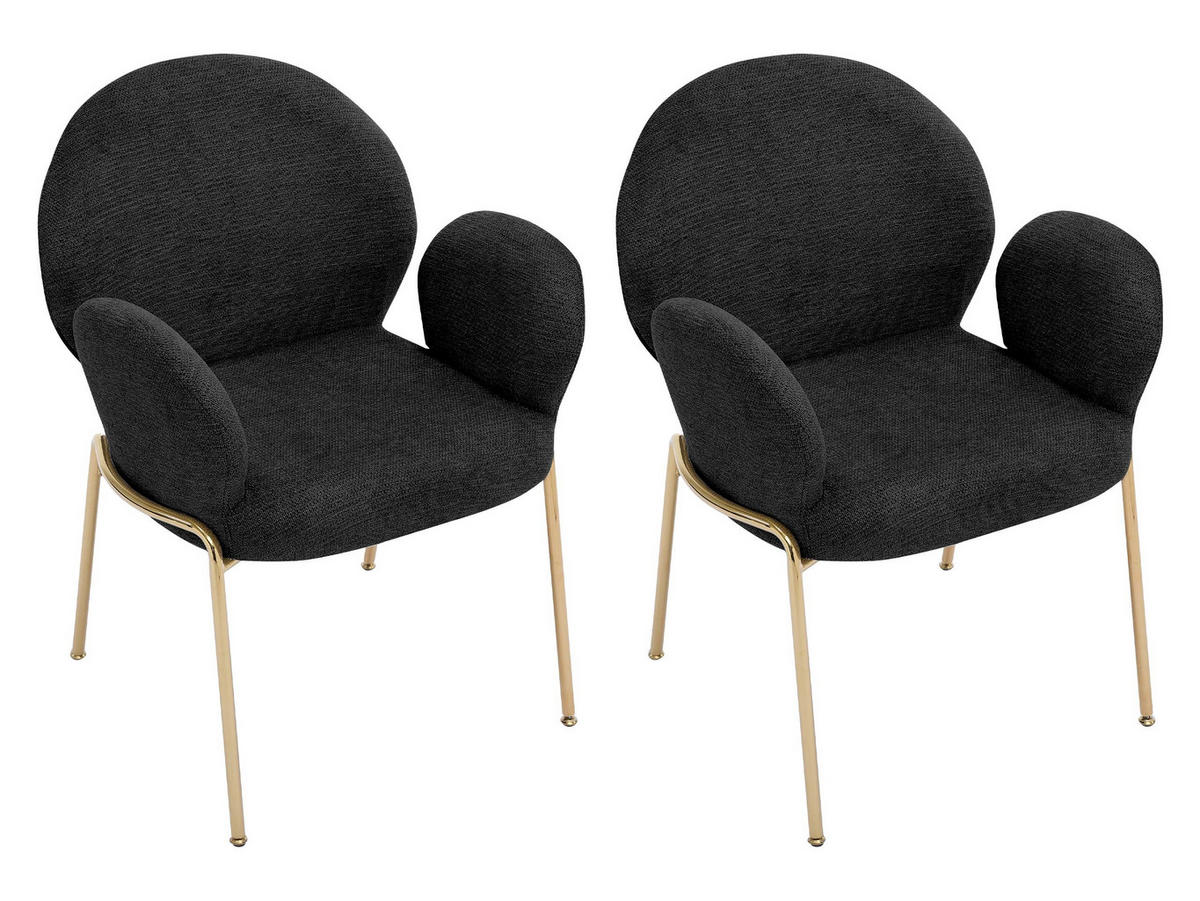 STUHL-SET Muz DC-1261/GL - Goldfarben/Schwarz, Textil/Metall (63/86/64cm) - MIRJAN24