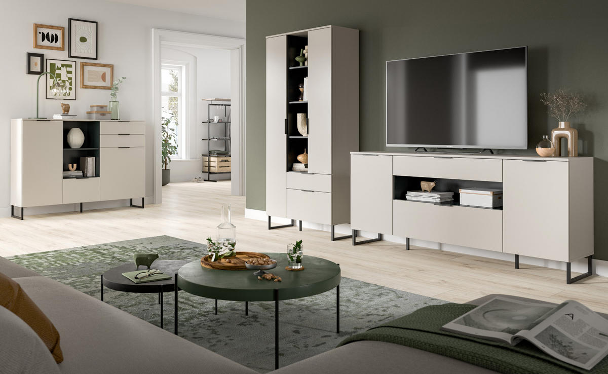 STAURAUMSCHRANK Kaschmir, schwarz 90 x 192 cm, Mehrzweckschrank mit Soft-Close - Kaschmir/Schwarz, Holzwerkstoff/Kunststoff (90/192/37cm) - Inn.Furn