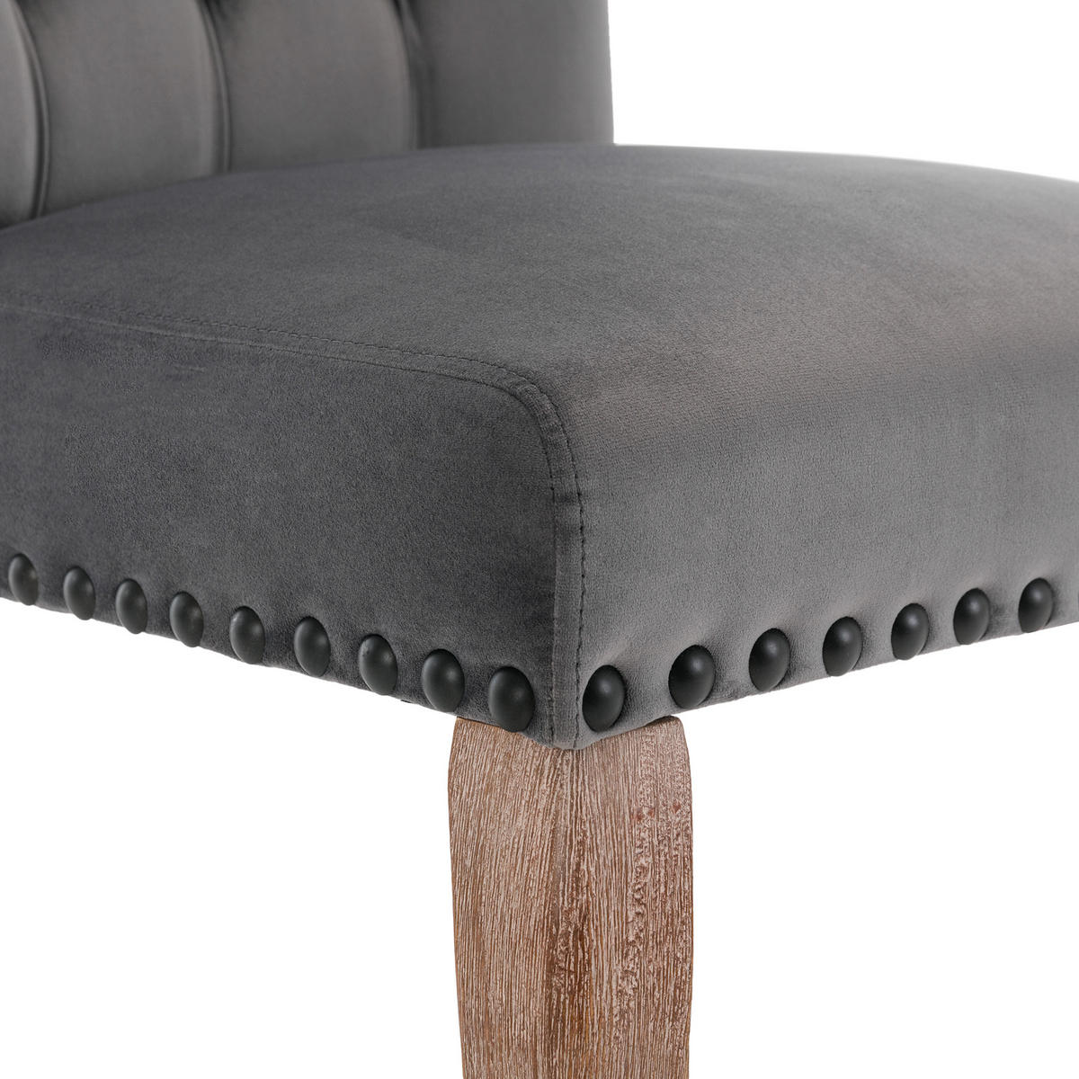 STUHL-SET DE-36966 2 Stück mit Türklopfer-Detail Grau - Grau, Holz (63/95/49cm) - ComfortXL