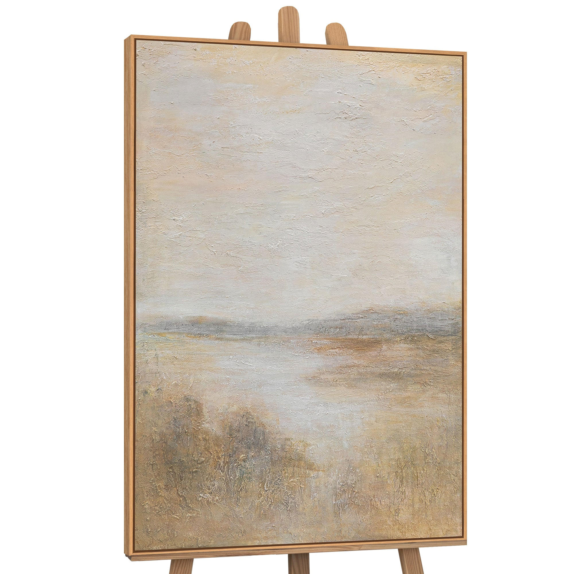 GEMÄLDE Nebeliger Morgen Schattenfugenrahmen Eichefarben 140x100 cm - Eichefarben, Holz (140/100cm) - YS-art gallery