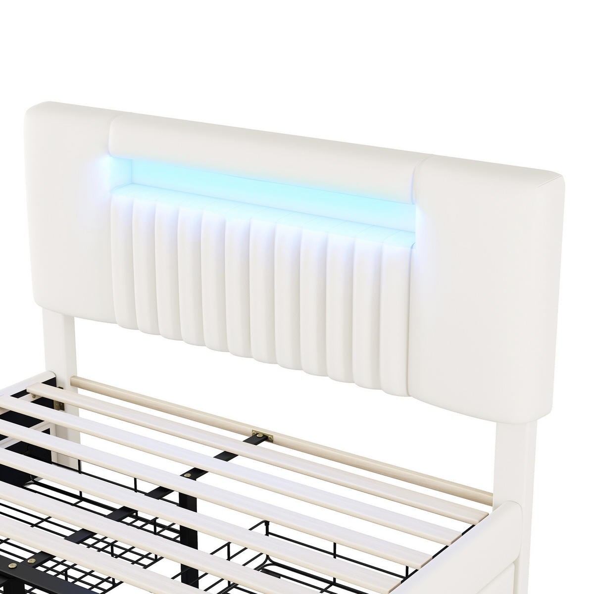 FOTOLIU în stil Chenille cu taburet și design ergonomic - bej, metal (140/200cm) - Urban Meuble