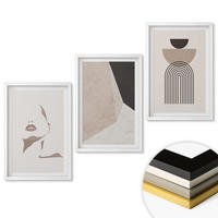WANDBILDER 3er-Set - 40x60 cm Weißer Rahmen - Abstrakte Gesichtsformen - Weiß, Kunststoff (40/60cm) - ArtPrintCave