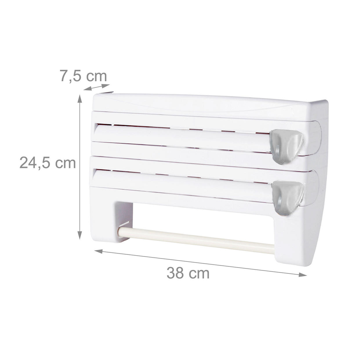 WANDROLLENHALTER - Weiß, Kunststoff/Metall (38/24.5/7.5cm) - Relaxdays