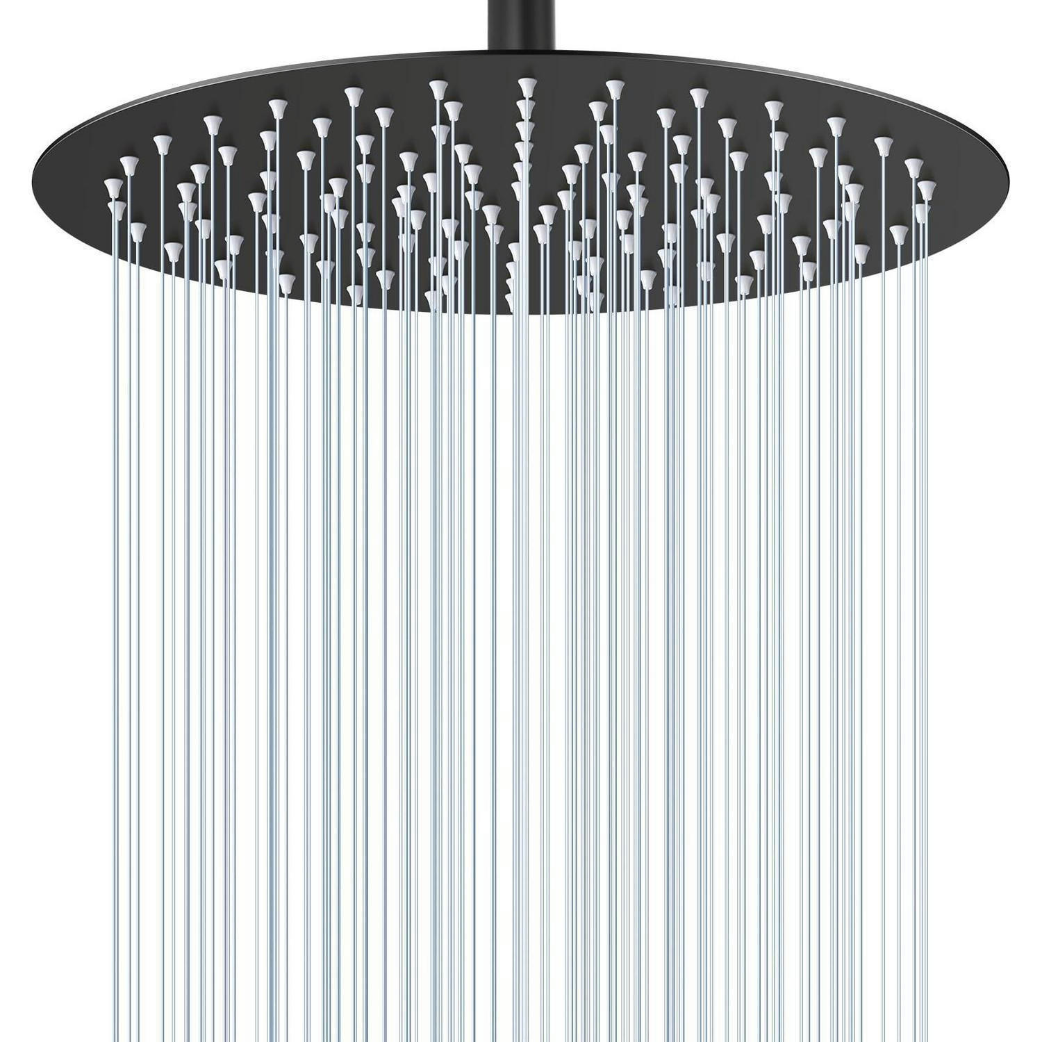 REGENDUSCHE 30 cm Matt Schwarz Edelstahl 304 Wassersparend - Schwarz, Metall (30.5/12.7/30.5cm)