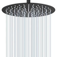 REGENDUSCHE 30 cm Matt Schwarz Edelstahl 304 Wassersparend - Schwarz, Metall (30.5/12.7/30.5cm)