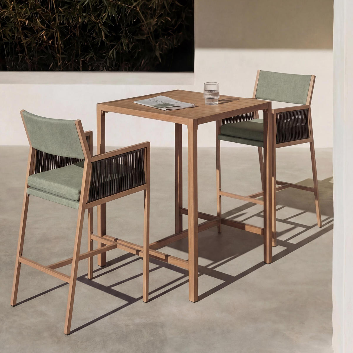 BARSET hranatý Green, sada 3 ks - zelená, textil (90/90/115cm) - MCW