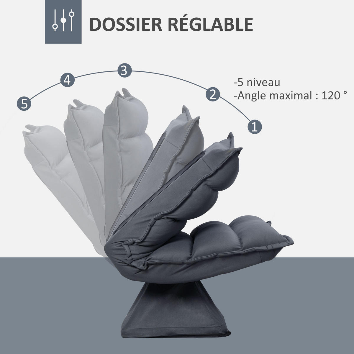 SCHLAFSESSEL DE-13452 Dunkelgrau - Dunkelgrau, Textil (70/95/62cm) - ComfortXL