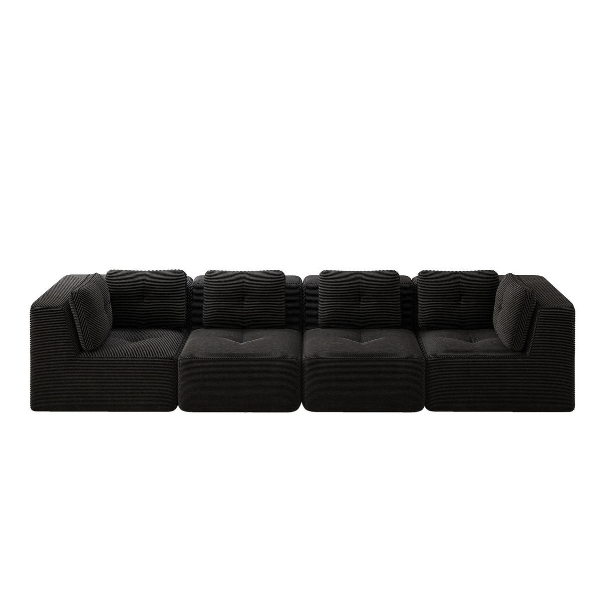 ECKSOFA 386/104/69 cm schwarz aus Cord mit tiefer Sitzfläche und modularem Design - Schwarz, Textil (104/386cm) - OKWISH