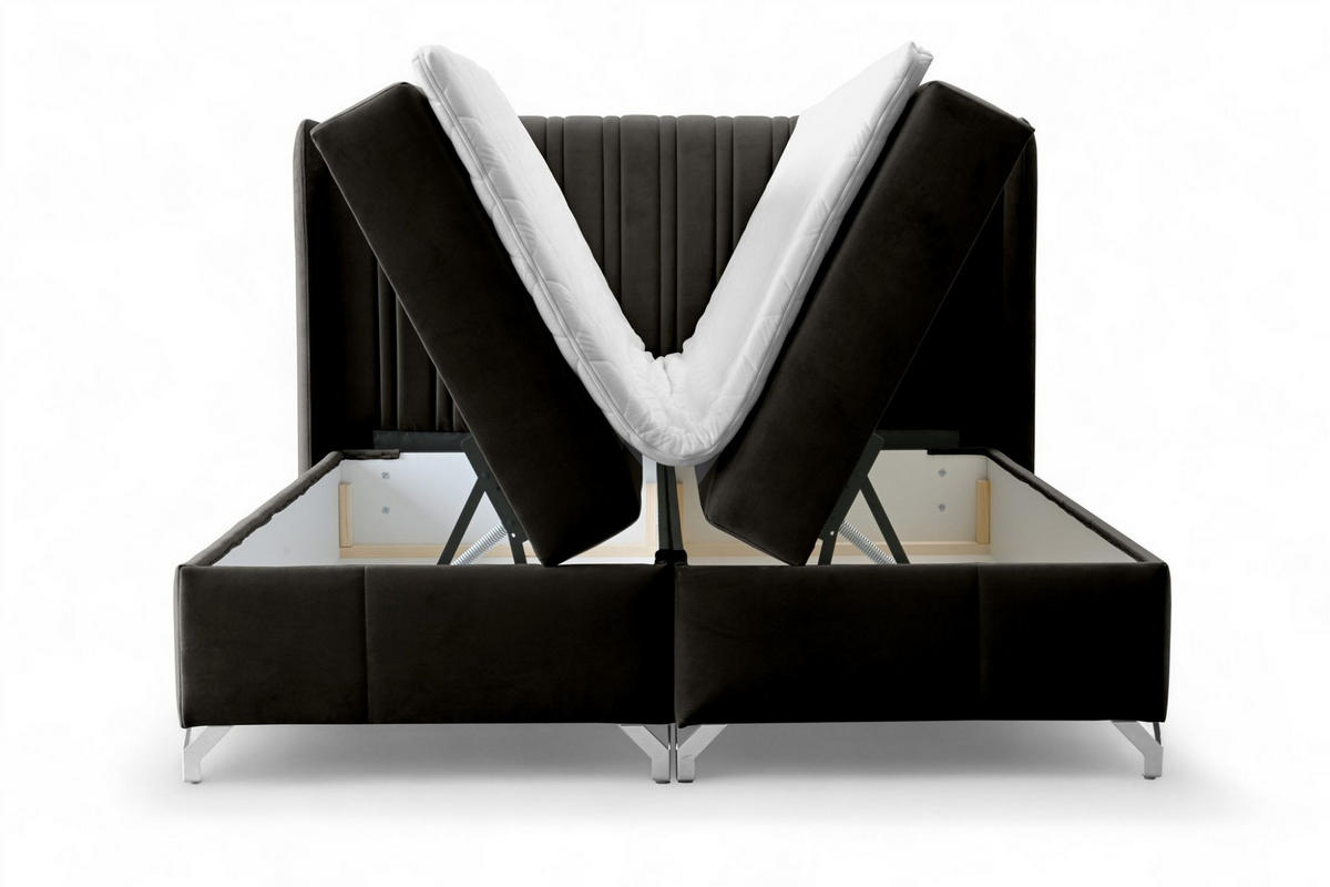 BOXBETT Damien - Schwarz, Holzwerkstoff/Textil (140/200cm) - Fun Möbel