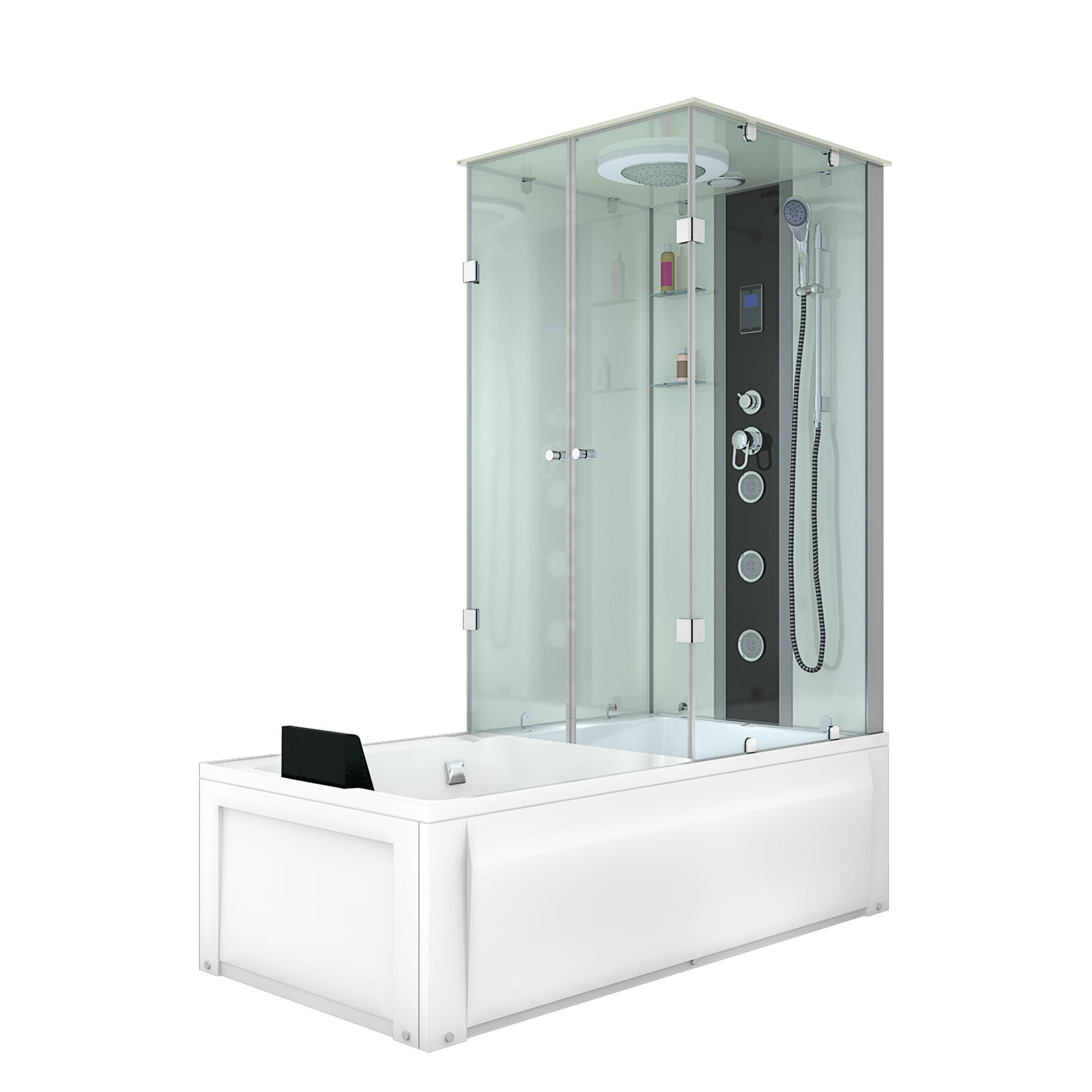 WHIRLPOOL Dusche Kombination K05-L01-WP-EC 180x90 cm - Weiß, Glas/Kunststoff (90/225/180cm) - AcquaVapore by Sandra Jentho
