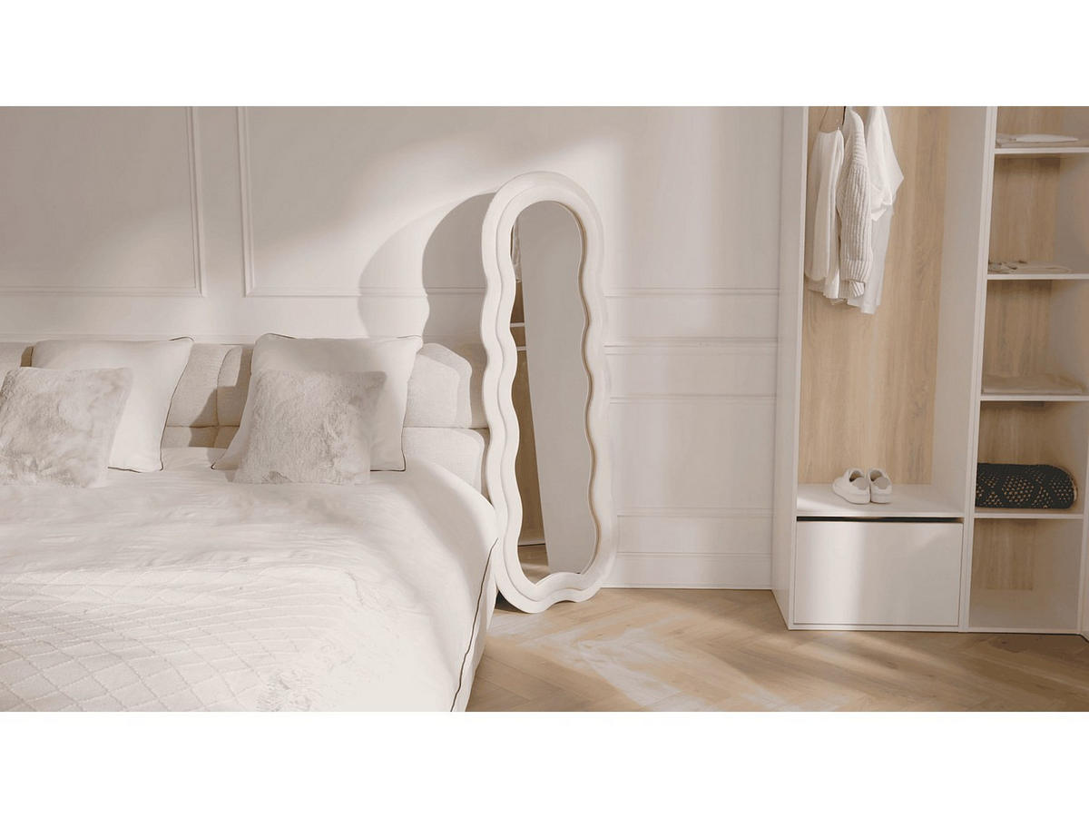 WANDSPIEGEL - 60 cm x 3 cm - Samt - Beige - LINOA - Beige, Holz/Textil (60/160/3cm) - Vente-Unique