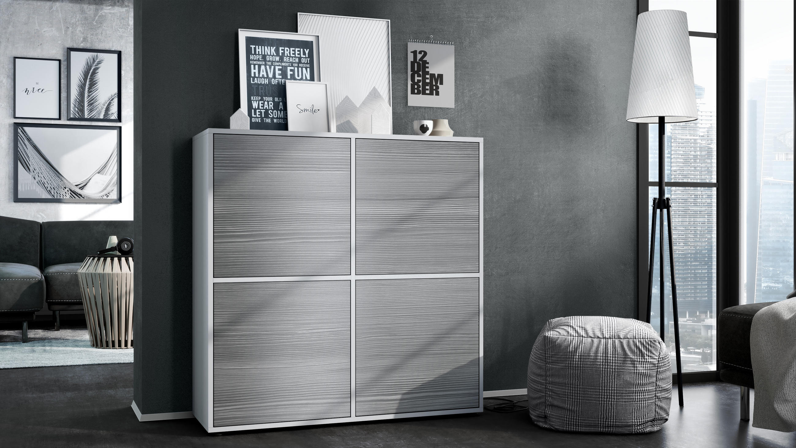 HIGHBOARD Cuba Türen in Avola-Anthrazit - Anthrazit, Holzwerkstoff (104/105.5/35.5cm) - Vladon