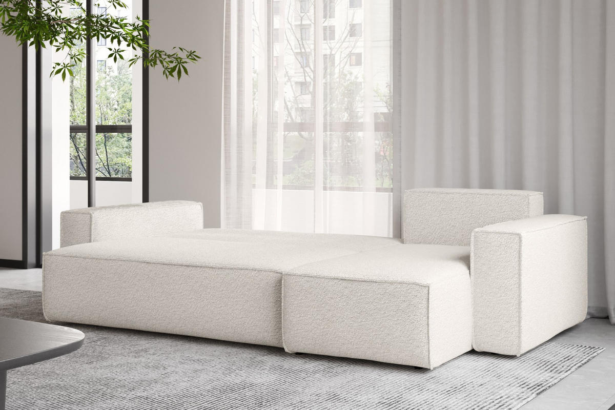 ECKSOFA Mit Schlaffunktion Und Bettkasten L-Form BEST Stoff Abriamo Ecru Rechts - Ecru, Holz/Textil (244/142cm) - Kaiser Möbel