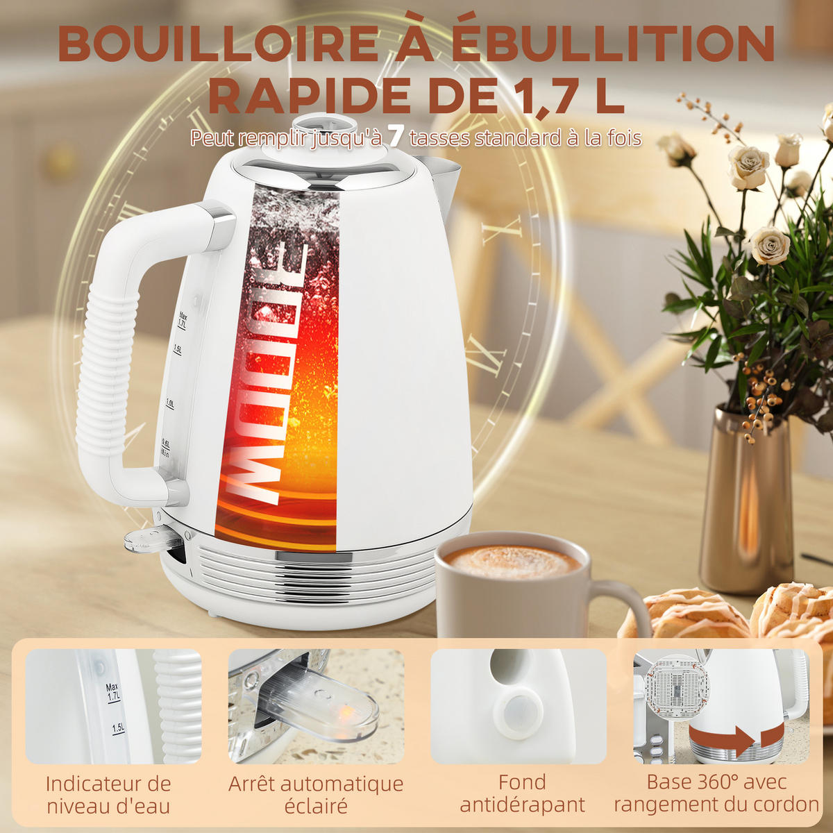 WASSERKOCHER-TOASTER-SET DE-17458 Weiß - Weiß, Metall (16.5/25.2/21.1cm) - ComfortXL