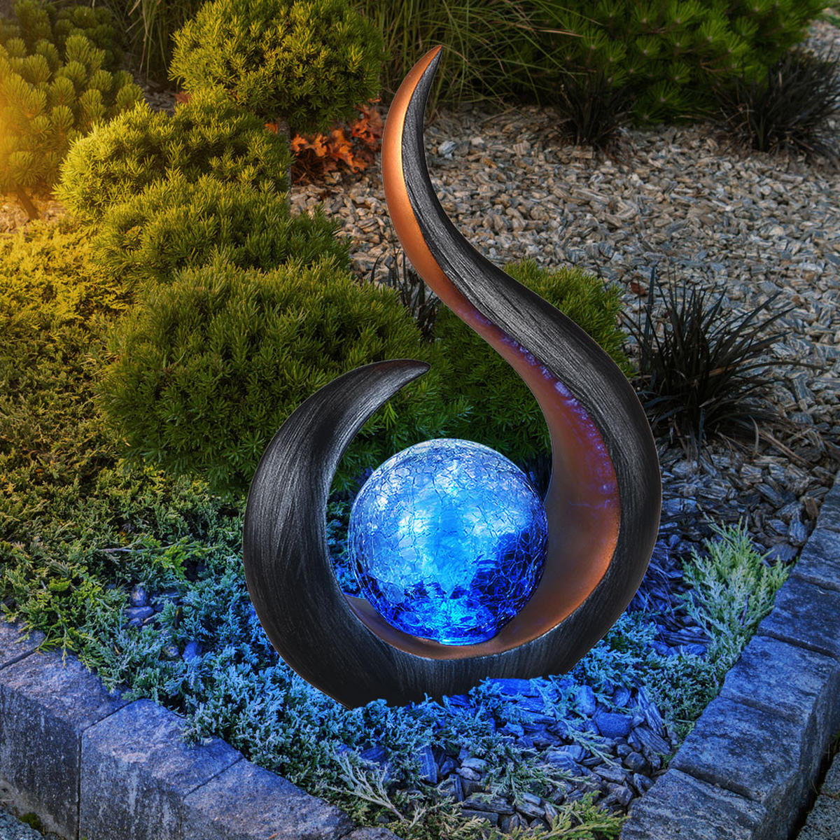 LED AUSSENLEUCHTE Solarlampe Schwarz matt 2er Set - Schwarz, Glas (22.5/10/33.5cm) - Globo Lighting