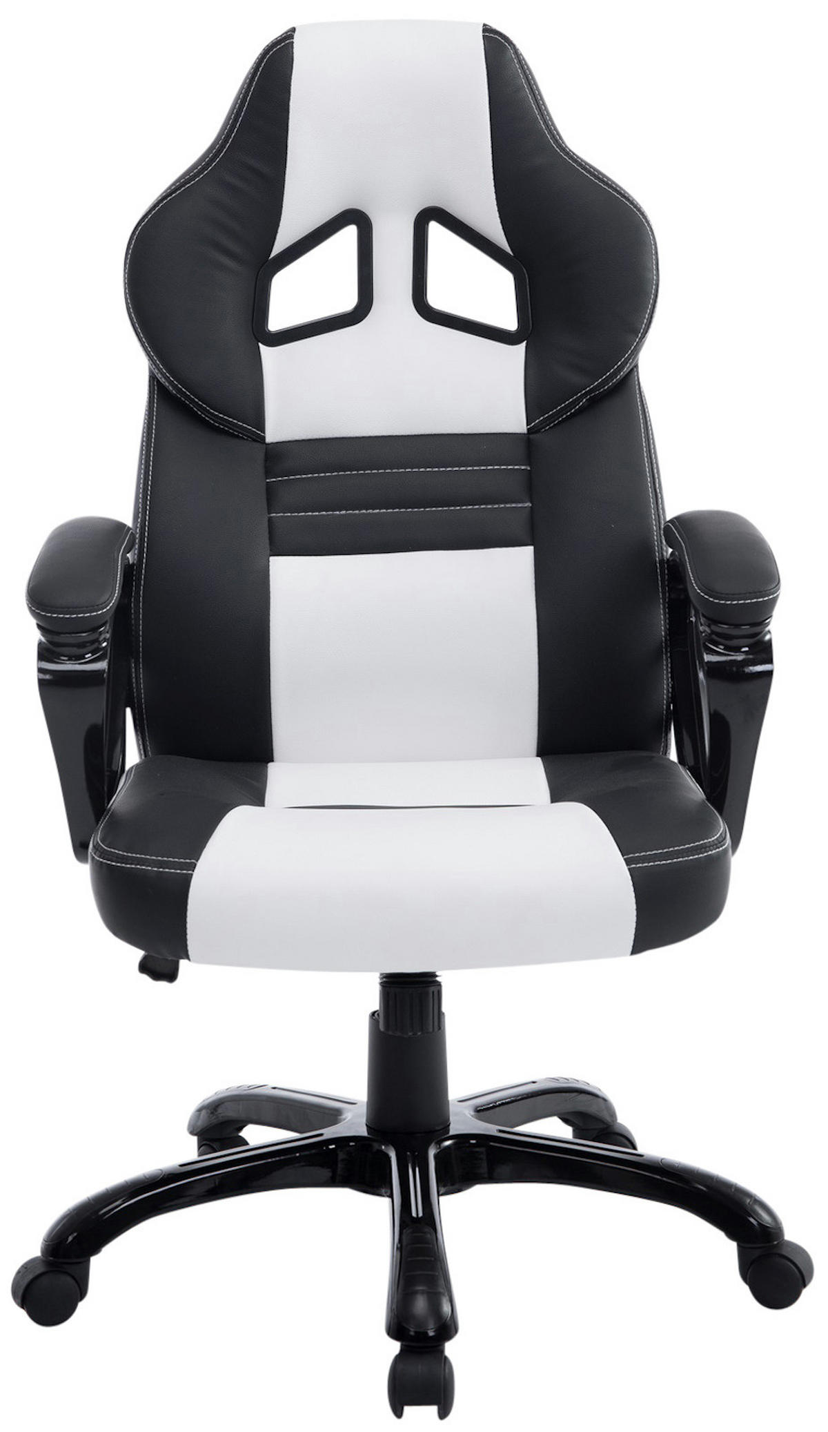 CHEFSESSEL Lederlook schwarz/weiß - Schwarz/Weiß, Kunststoff/Textil (65/114/70cm) - CLP
