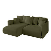 ECKSOFA mit Schlaffunktion und Bettkasten ONESK-L 208x165x40 Grün Bouclé - Grün, Holzwerkstoff/Kunststoff (208/165cm) - ALTDECOR