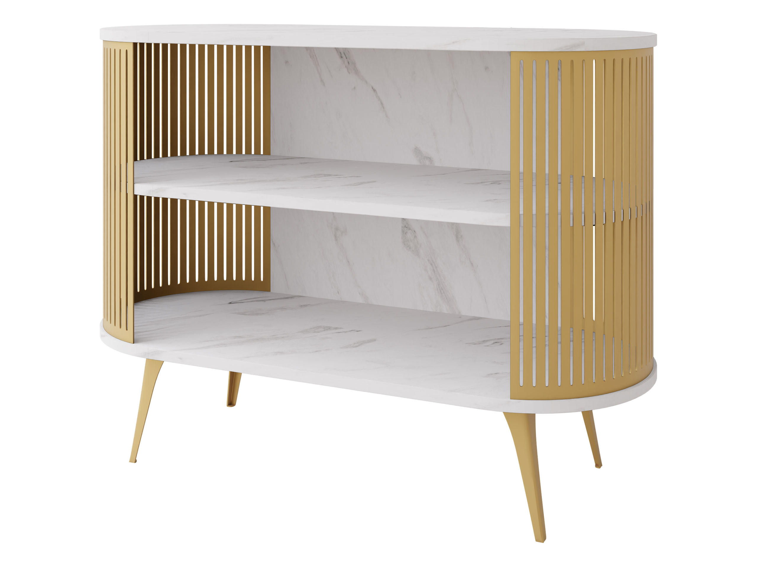 KOMMODE Roenni Gold - Goldfarben/Weiß, Holzwerkstoff/Metall (120/90/40cm) - MIRJAN24