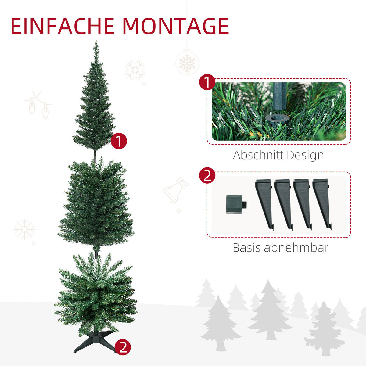 WEIHNACHTSBAUM 390 Spitzen Tannenbaum mit Kunststoffständer Grün - Grün, Kunststoff (180cm) - HOMCOM