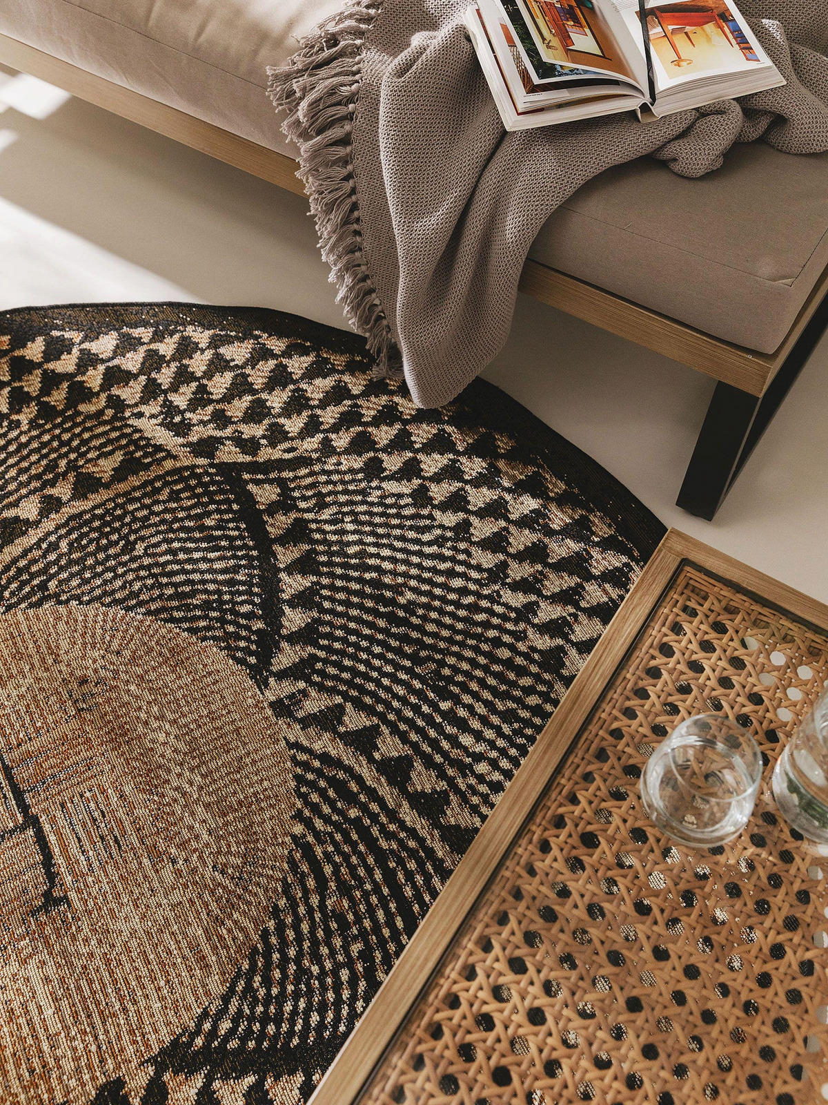 OUTDOORTEPPICH Artis Schwarz ø 160 cm rund - Schwarz, Textil (160/160cm) - benuta Nest