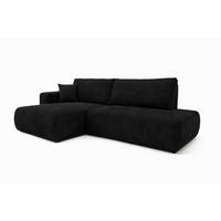 ECKSOFA Mit Schlaffunktion Und Bettkasten, Cordstoff Poso, Schwarz, Links, OPEN XL - Schwarz, Holz (262/145cm) - Kaiser Möbel