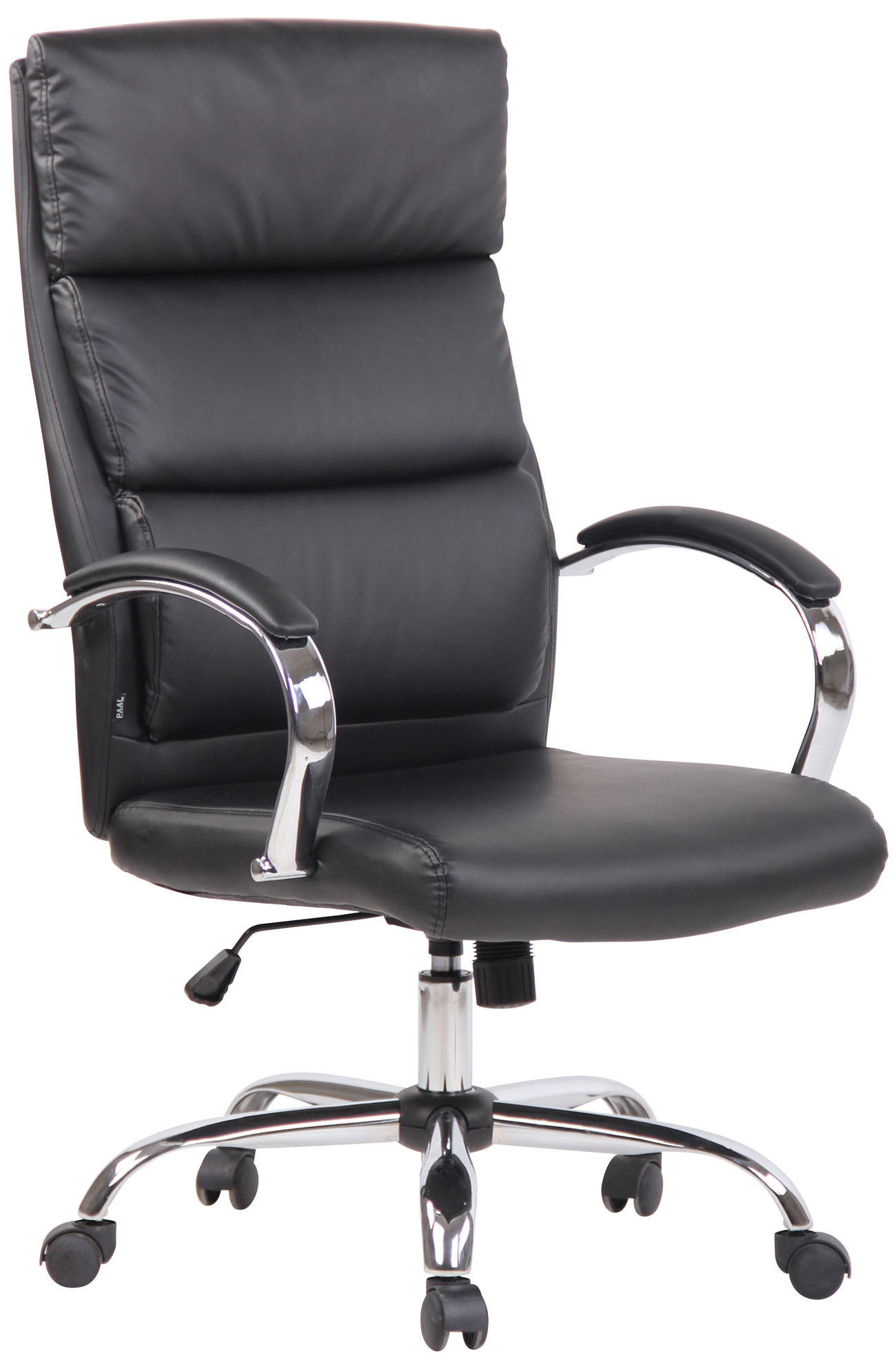 CHEFSESSEL Lederlook schwarz - Chromfarben/Schwarz, Textil/Metall (64/112/70cm) - CLP