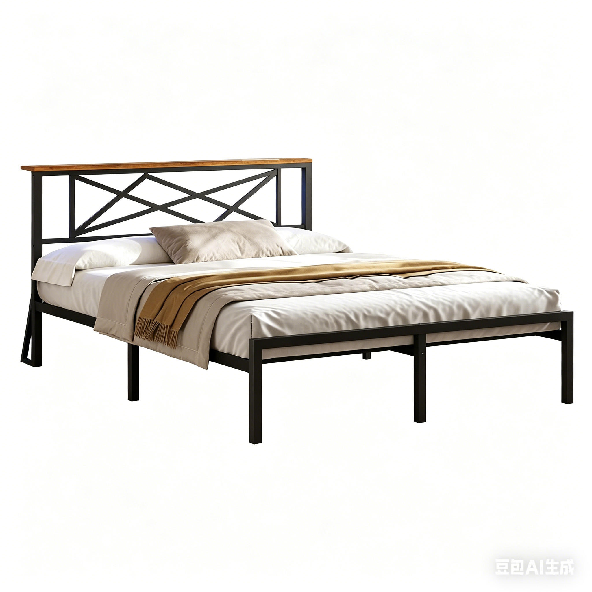 METALLBETT - Dunkelbraun/Schwarz, Metall - DICTAC