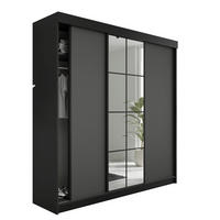 SCHIEBETÜRENSCHRANK LAMARO 200x205x59cm - Schwarz & Graphit - Schwarz/Graphitfarben, Holzwerkstoff (200/205/59cm) - Kier Furniture