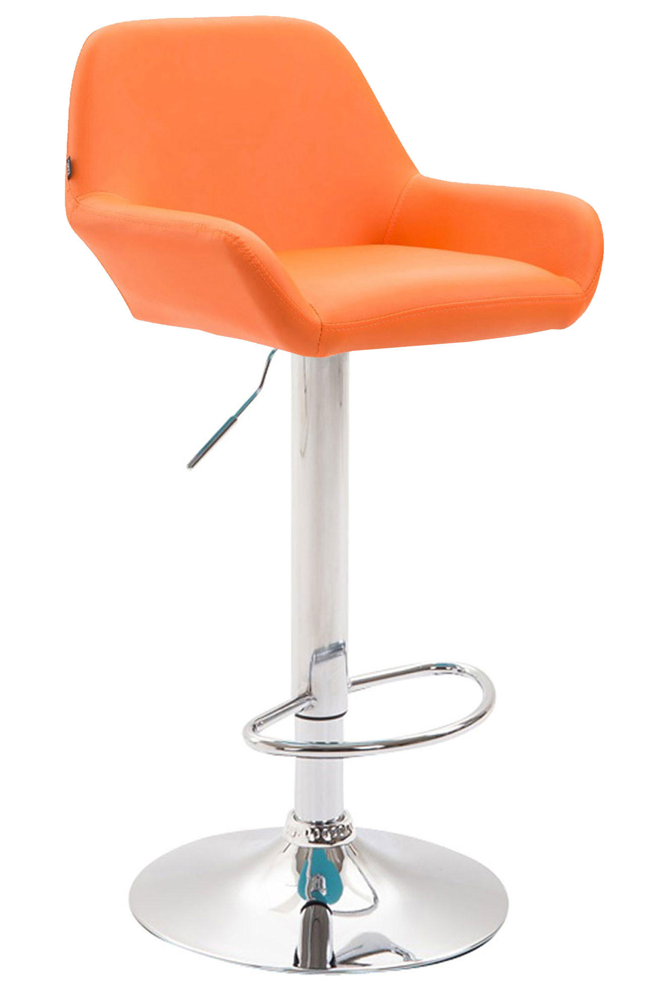 BARHOCKER DUBLIN Orange Kunstleder Chrom - Orange, Leder/Metall (51/89/52cm) - DELUKE