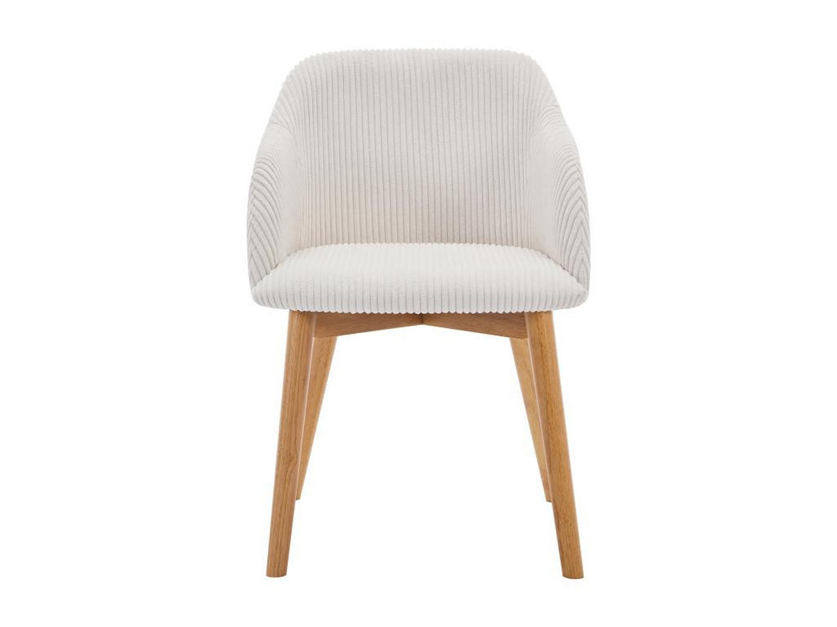 STUHL mit Armlehnen 2er-Set - Cord & Kautschukholz - Cremefarben - JELISA - Creme, Textil (56/79/54cm) - Vente-Unique