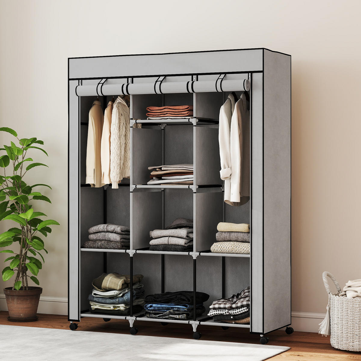 KLEIDERSCHRANK Hellgrau 43.0/125.0/162.5 cm - Hellgrau, Metall (125/162.5/43cm)