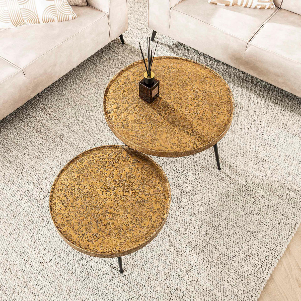 COUCHTISCH Metar Gold 74/74/50 cm 2er-Set - Goldfarben, Metall (74/74/50cm) - Hoyz Collection