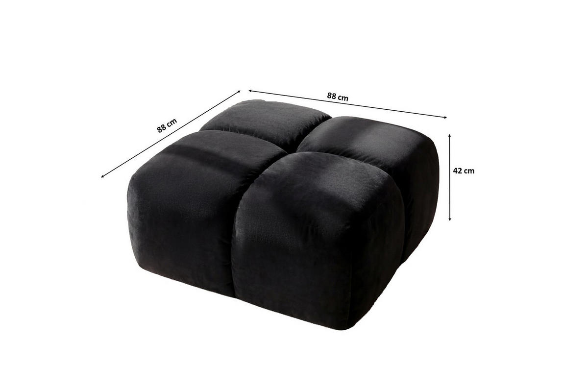HOCKER, Pouf, Veloursstoff Bluvel, Schwarz, Averro - Schwarz, Holz (88/42/88cm) - Kaiser Möbel