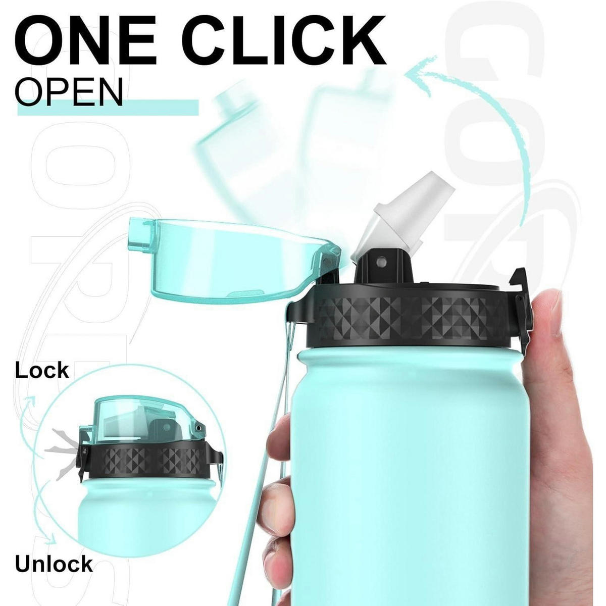 THERMOSFLASCHE mit Strohhalm 1000 ml Grün/Rosa - Multicolor, Metall (8/8cm)