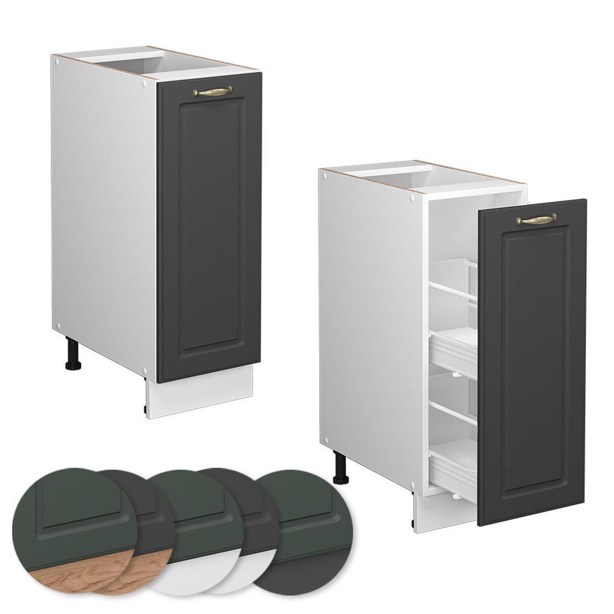 APOTHEKERUNTERSCHRANK Fame-Line Anthrazit-Gold 30 cm, AP Anthrazit - Anthrazit/Graphitfarben, Holzwerkstoff (30/82/60cm) - Vicco