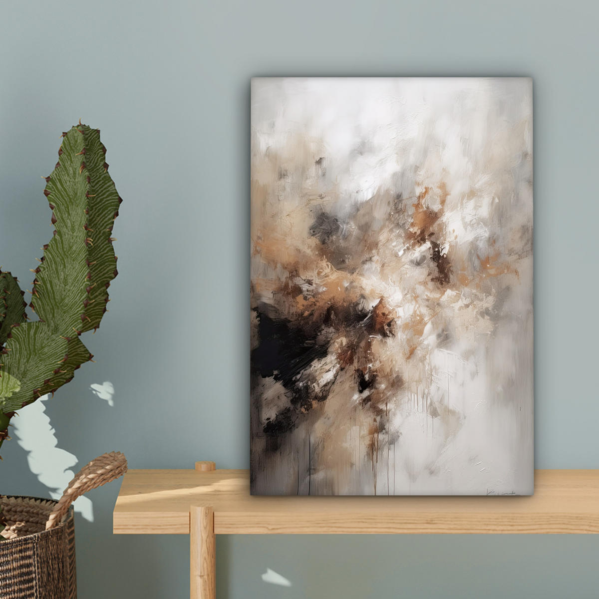 LEINWANDBILD - Farbe - Abstrakt - Beige - Kunst - 20x30 - Bilder - Greige, Textil (20/30cm) - MuchoWow