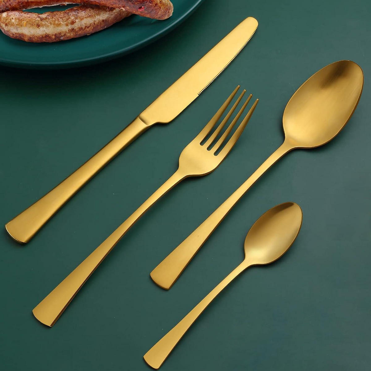 BESTECKSET 24-teilig mattgold 6 Personen - Goldfarben, Metall