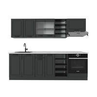 KÜCHENZEILE R-Line Anthrazit Landhaus/Anthrazit 240 cm , AP Marmor - Anthrazit, Holzwerkstoff (240/81.6/60cm) - Vicco