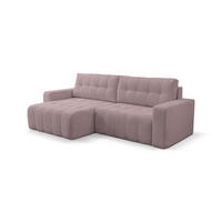 ECKSOFA Masina Rosa, Schlafsofa aus Cordstoff - Rosa, Holzwerkstoff (245/143cm) - Bettso