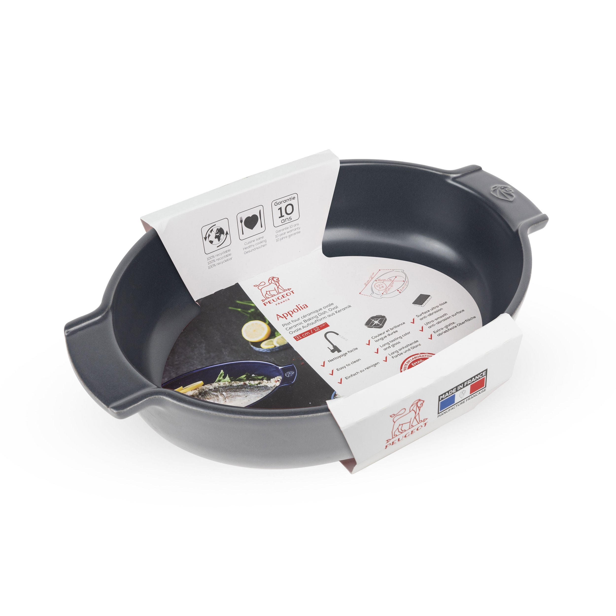 AUFLAUFFORM Keramik Appolia 31cm Oval Schiefergrau Spülmaschinenfest - Grau, Keramik (21.5/31/7cm) - PEUGEOT