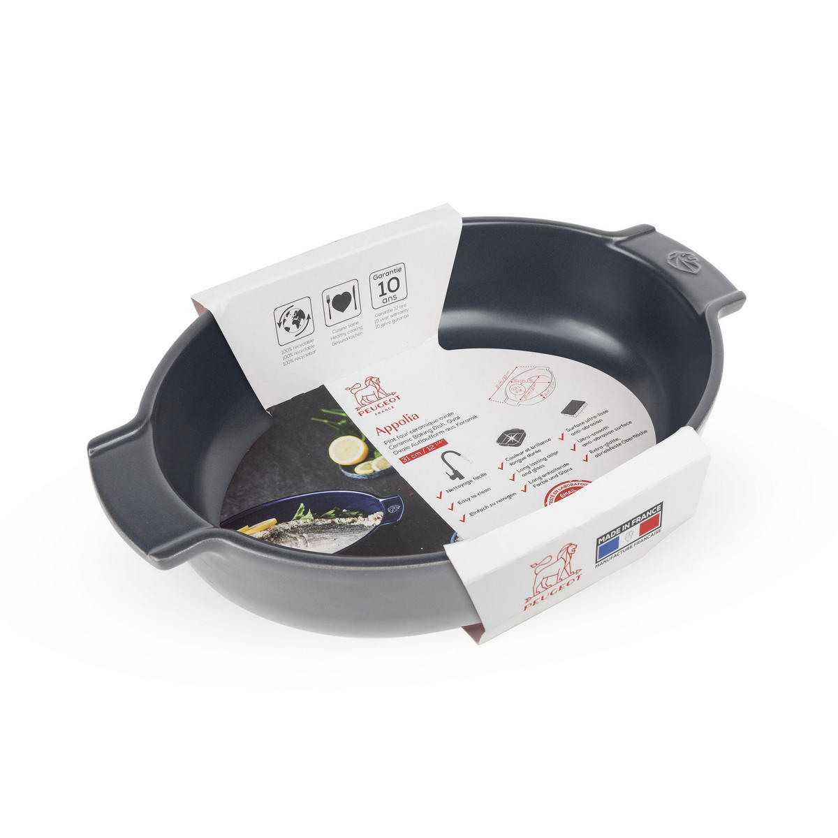 AUFLAUFFORM Keramik Appolia 31cm Oval Schiefergrau Spülmaschinenfest - Grau, Keramik (21.5/31/7cm) - PEUGEOT