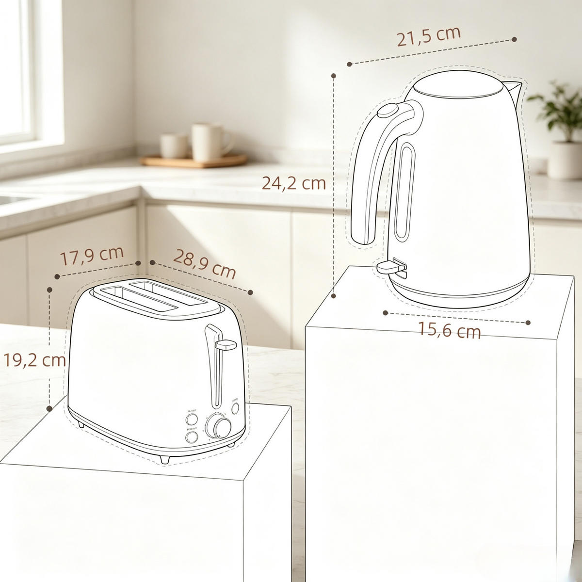 WASSERKOCHER‑SET mit Toaster, 1,7 L kabelloser elektrischer Wasserkocher & 2‑Scheiben‑Toaster, Retro‑Frühstücksset in Mint‑Grün für die moderne Küche - Mintgrün, Metall (17.9/19.2/28.9cm) - Joyfair