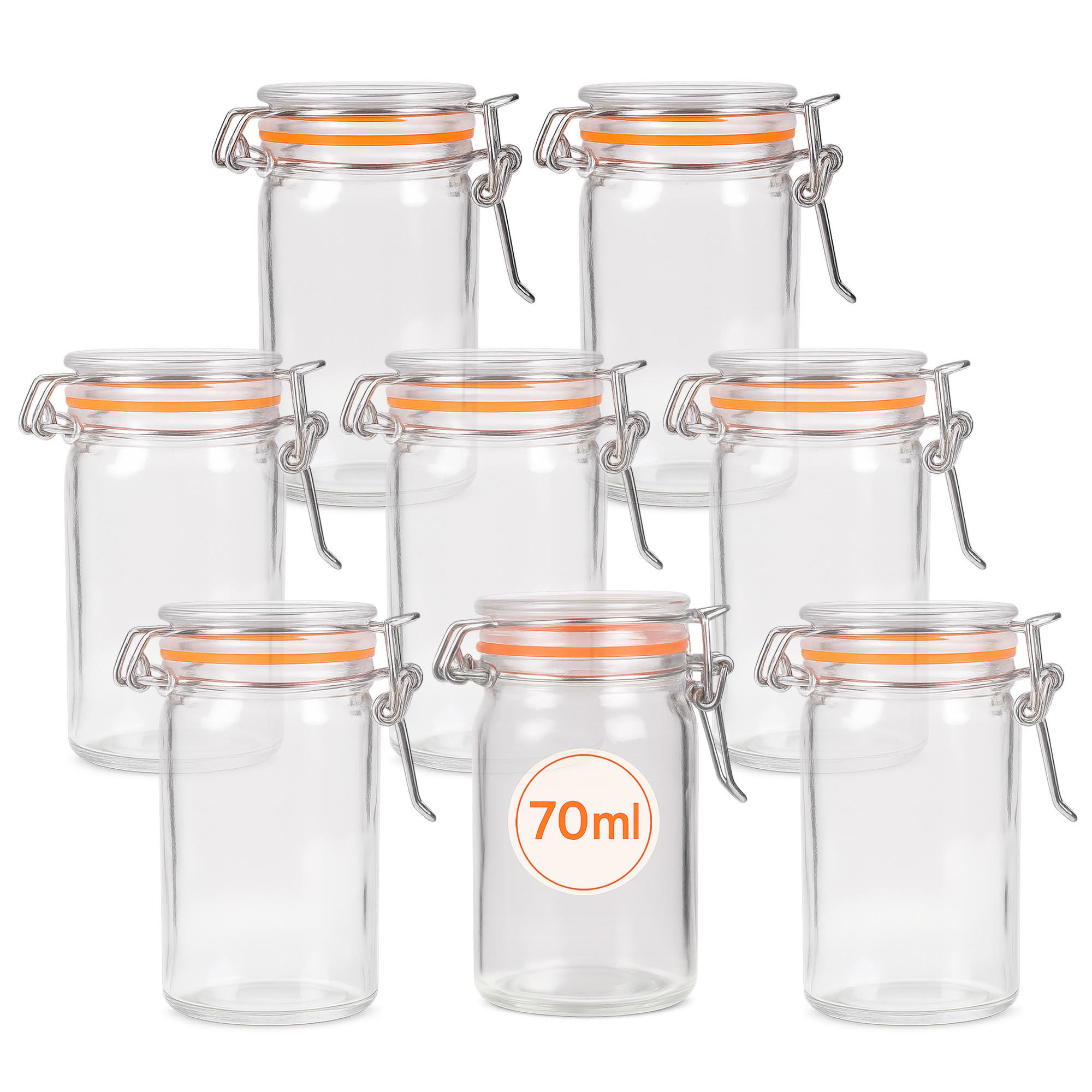 EINMACHGLAS-SET mit Bügelverschluss 70ml 8er-Pack - Transparent, Glas (0.07L)