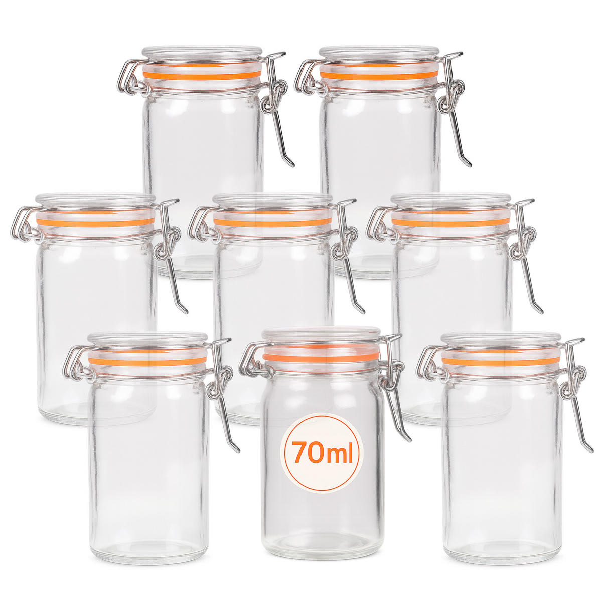 EINMACHGLAS-SET mit Bügelverschluss 70ml 8er-Pack - Transparent, Glas (0.07L)