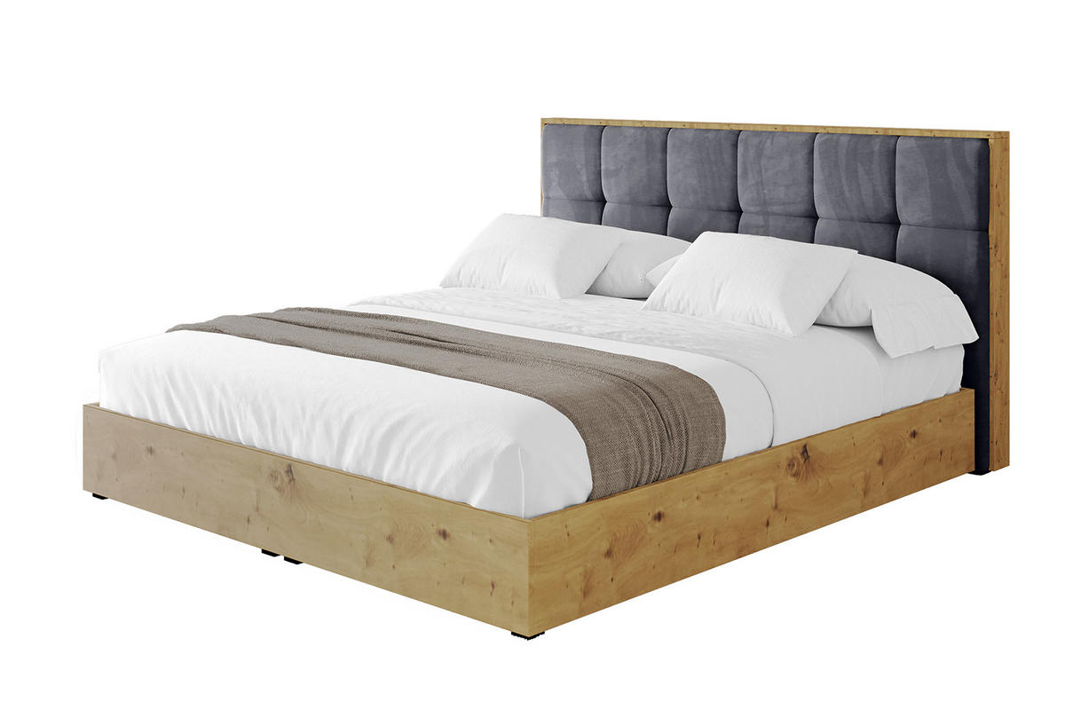 POLSTERBETT mit Bettkasten und Lattenrost, Boxbett ohne Matratze - ENZO7 180x200 Dunkelgrau - Dunkelgrau, Holzwerkstoff/Textil (180/200cm) - ALTDECOR