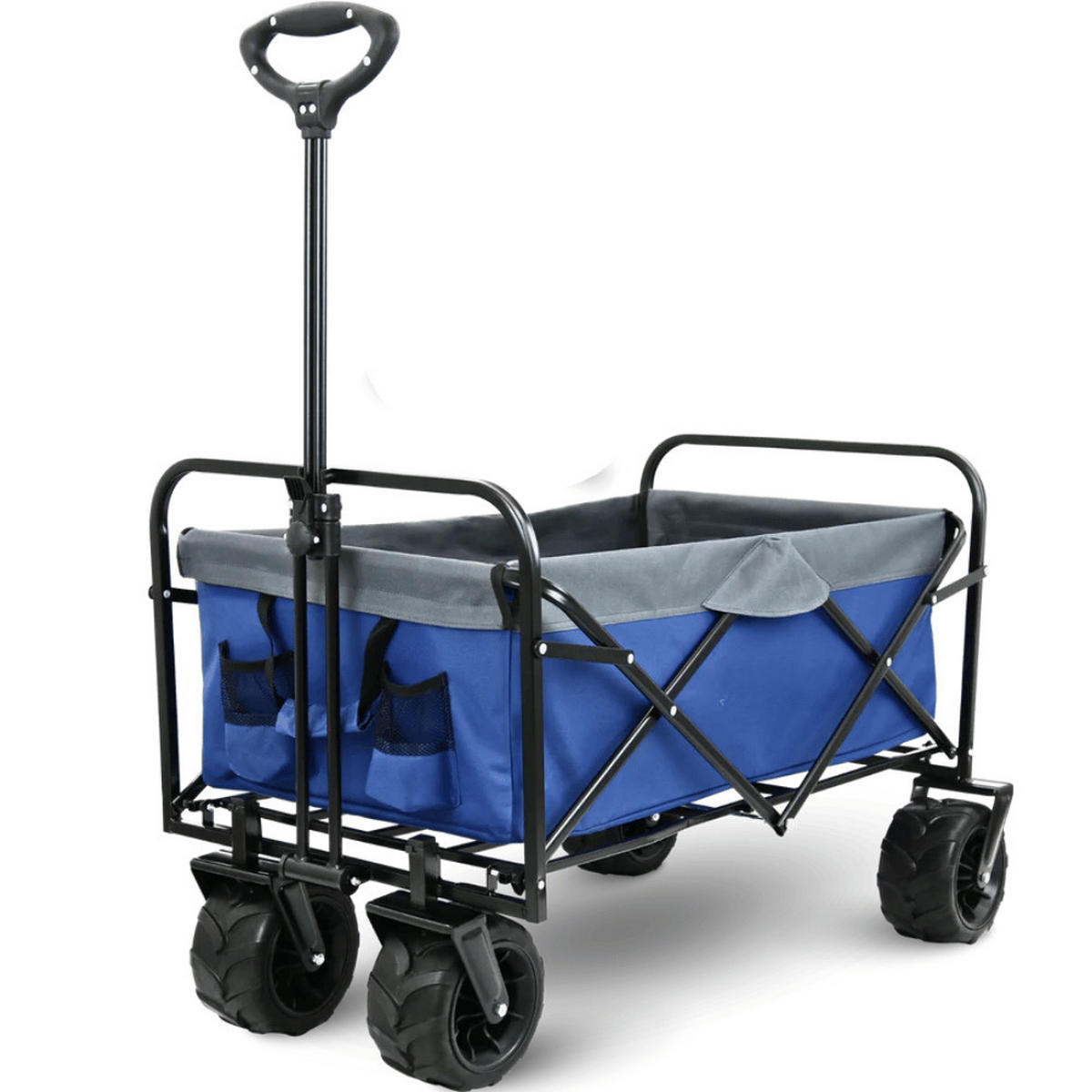 BOLLERWAGEN faltbar CALLI Extra Breite Reifen Blau - Blau, Metall (100/100/60cm) - DELUKE