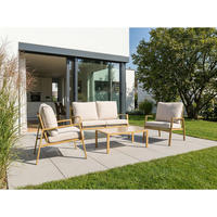 LOUNGE-SET Palamos Holzoptik 4-teilig mit Sofa, 2 Sesseln und Couchtisch - Braun, Kunststoff - bellavista - Home & Garden