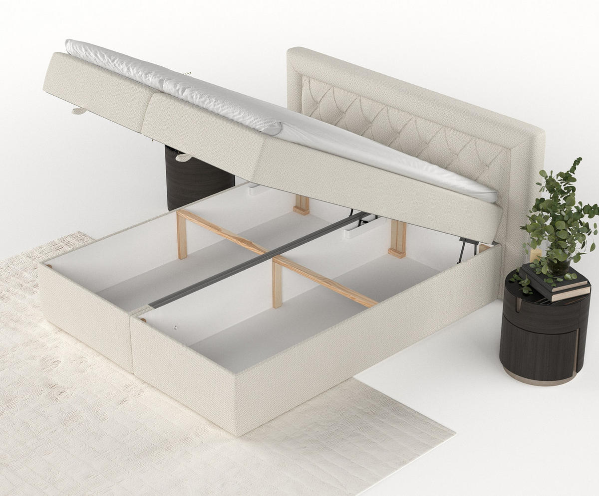 BOXBETT Jayleen Beige 180/200 cm - Beige/Schwarz, Holz/Holzwerkstoff (180/200cm) - Maison de Reve