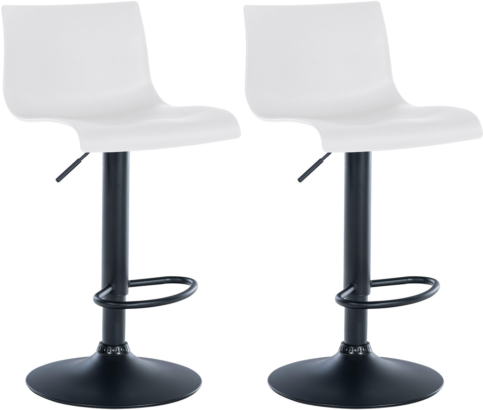 BARHOCKER 2er Set Kunststoff weiß - Schwarz/Weiß, Kunststoff/Textil (39/84/36cm) - CLP